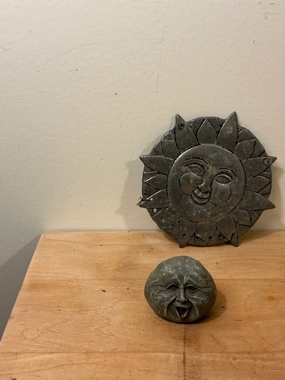 Metal Sunface Medallion for hanging indoor or outdoor 4 3/4 inches diameter